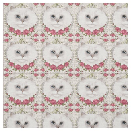 Perzische Kat Rozen Stof (Swatch)