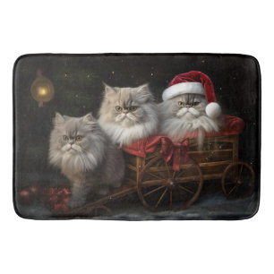 Perzische Kat Snowy Sleigh Kerstmisdecor Badmat