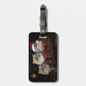 Perzische Kat Snowy Sleigh Kerstmisdecor Bagagelabel (Achterkant verticaal)