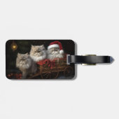 Perzische Kat Snowy Sleigh Kerstmisdecor Bagagelabel (Achterkant horizontaal)