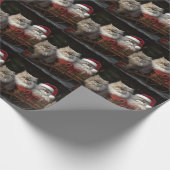 Perzische Kat Snowy Sleigh Kerstmisdecor Cadeaupapier (Hoek)