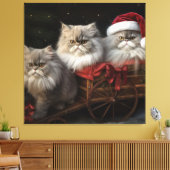 Perzische Kat Snowy Sleigh Kerstmisdecor Canvas Afdruk (Insitu (Woonkamer))