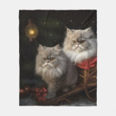 Perzische Kat Snowy Sleigh Kerstmisdecor Fleece Deken (Voorkant)