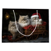 Perzische Kat Snowy Sleigh Kerstmisdecor Groot Cadeauzakje (Achterkant)