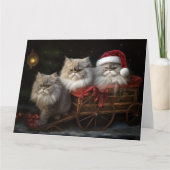 Perzische Kat Snowy Sleigh Kerstmisdecor Kaart (Voorkant)