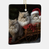 Perzische Kat Snowy Sleigh Kerstmisdecor Keramisch Ornament (Rechts)