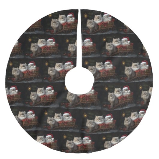 Perzische Kat Snowy Sleigh Kerstmisdecor Kerstboom Rok (Voorkant)