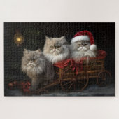 Perzische Kat Snowy Sleigh Kerstmisdecor Legpuzzel (Horizontaal)