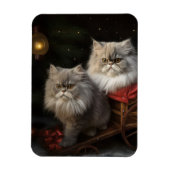 Perzische Kat Snowy Sleigh Kerstmisdecor Magneet (Verticaal)