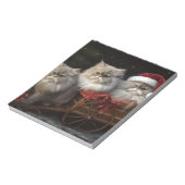 Perzische Kat Snowy Sleigh Kerstmisdecor Notitieblok (Linkerzijde)