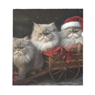 Perzische Kat Snowy Sleigh Kerstmisdecor Notitieblok