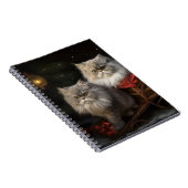 Perzische Kat Snowy Sleigh Kerstmisdecor Notitieboek (Rechterzijde)