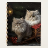 Perzische Kat Snowy Sleigh Kerstmisdecor Planner (Voorkant)