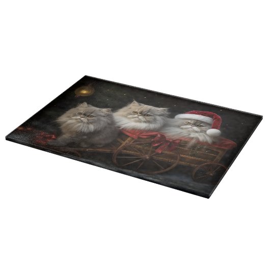 Perzische Kat Snowy Sleigh Kerstmisdecor Snijplank (Hoek)