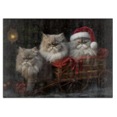Perzische Kat Snowy Sleigh Kerstmisdecor Snijplank (Voorkant)