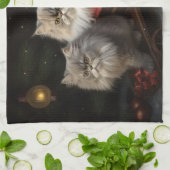 Perzische Kat Snowy Sleigh Kerstmisdecor Theedoek (Gevouwen)