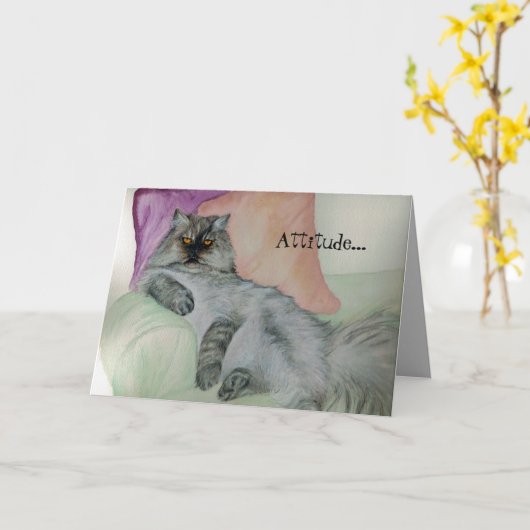 Perzische kat-standverjaarkaart kaart (Gele Bloem)