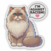 Perzische kat tegen racisme sticker (Voorkant)