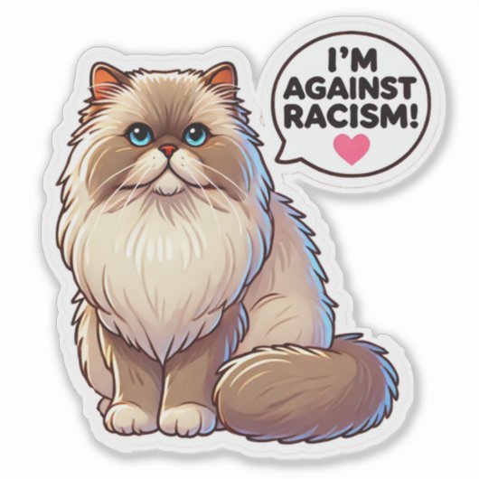 Perzische kat tegen racisme sticker (Voorkant)