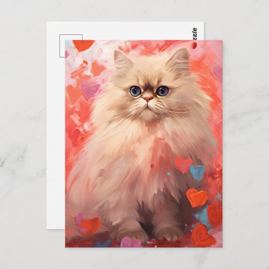 Perzische kat Valentijnsdag Briefkaart (Voorkant / Achterkant)