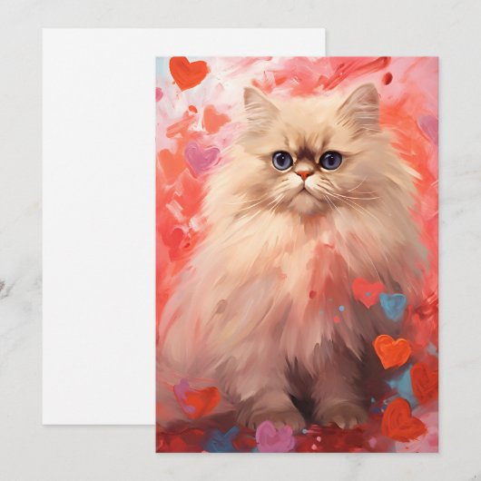 Perzische kat Valentijnsdag Feestdagenkaart (Voorkant / Achterkant)