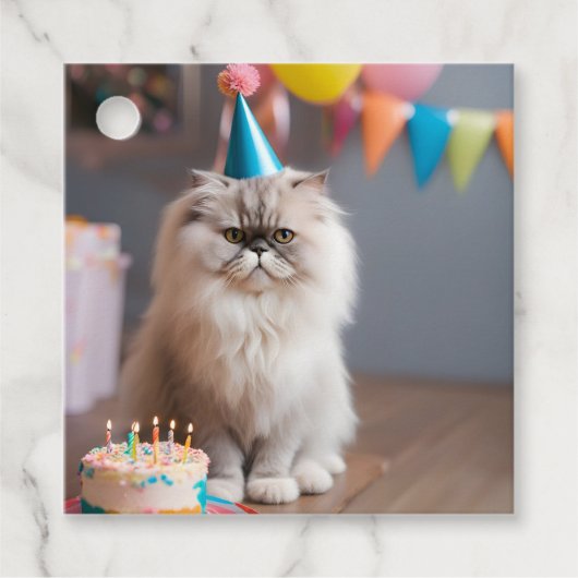 Perzische kat verjaardagsfeestje bedankjes labels (Voorkant)