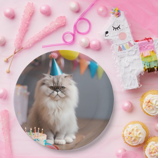 Perzische kat verjaardagsfeestje papieren bordje (Feest)