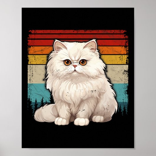 Perzische kat verontruste retro stijl cool PE Poster (Voorkant)