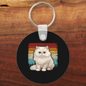 Perzische kat verontruste retro stijl cool PE Sleutelhanger (Voorkant)