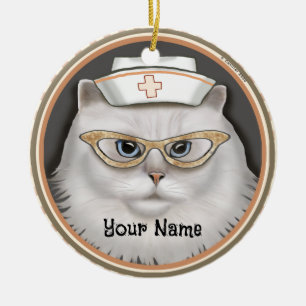Perzische Kat Verpleegster Keramisch Ornament