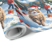 Perzische kat zit in de sneeuw met kerst Pet Cadeaupapier (Rol Hoek)