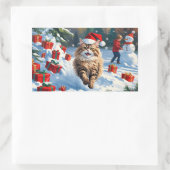 Perzische kat zit in de sneeuw met kerst Pet Rechthoekige Sticker (Tas)