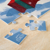 Perzische kat zit in de sneeuw met kerstmuts legpuzzel (Zijkant)