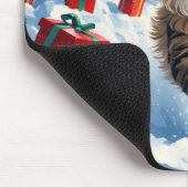 Perzische kat zit in de sneeuw met kerstmuts muismat (Hoek)