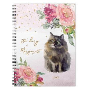 Perzische katillustratie bloemen meisje Dagelijks Notitieboek
