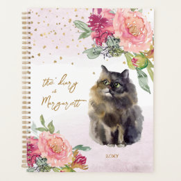 Perzische katillustratie bloemen meisje Dagelijks  Planner