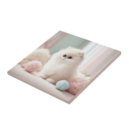 Perzische kat's zachte pasteldroom tegeltje (Zijkant)