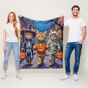 Perzische katten gaan langs voor trick-or-treat  H Fleece Deken