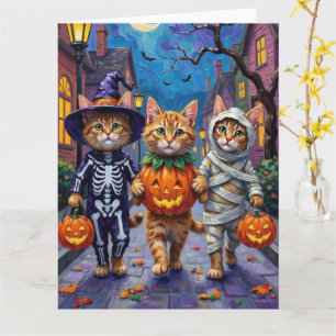 Perzische katten gaan langs voor trick-or-treat  H Kaart
