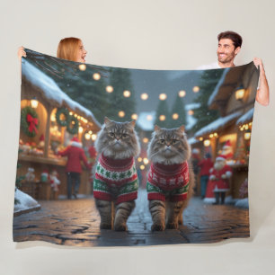 Perzische Katten Kerst Sneeuw Vakantie Fleece Deken