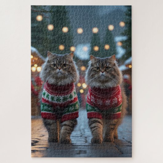 Perzische Katten Kerst Sneeuw Vakantie Legpuzzel (Verticaal)