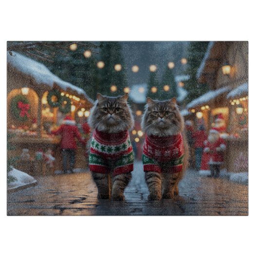 Perzische Katten Kerst Sneeuw Vakantie Snijplank (Voorkant)