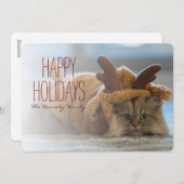 Perzische katten op tapijt bij rendierkostuum feestdagenkaart (Voorkant / Achterkant)