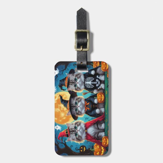 Perzische katten pompoen Halloween grappig Bagagelabel (Voorkant verticaal)