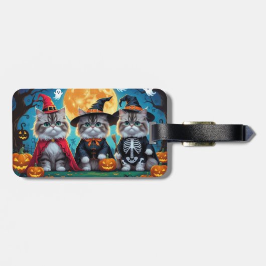 Perzische katten pompoen Halloween grappig Bagagelabel (Achterkant horizontaal)