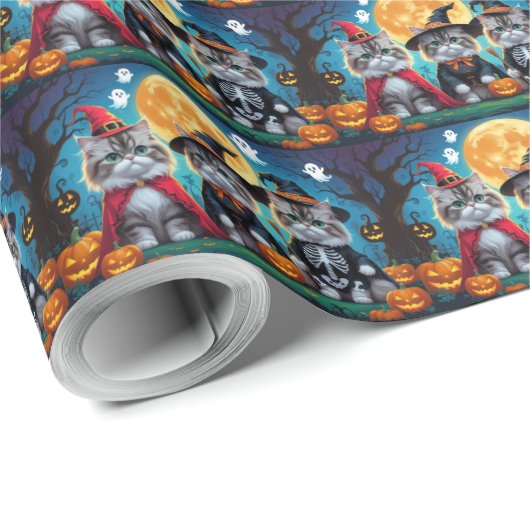Perzische katten pompoen Halloween grappig Cadeaupapier (Rol Hoek)