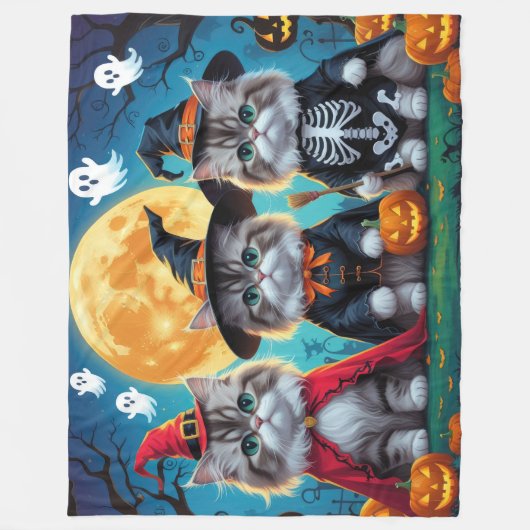Perzische katten pompoen Halloween grappig Fleece Deken (Voorkant)