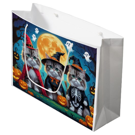 Perzische katten pompoen Halloween grappig Groot Cadeauzakje (Voorkant Gekanteld)