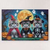 Perzische katten pompoen Halloween grappig Legpuzzel (Horizontaal)