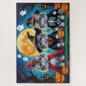 Perzische katten pompoen Halloween grappig Legpuzzel (Verticaal)